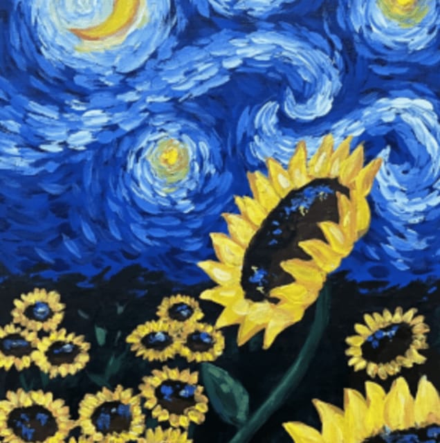 Sevilla: Wine Gogh Glow Academy Paint and Sip Classes - First 30 Minutes: Welcome, Wine, and Your Blank Canvas