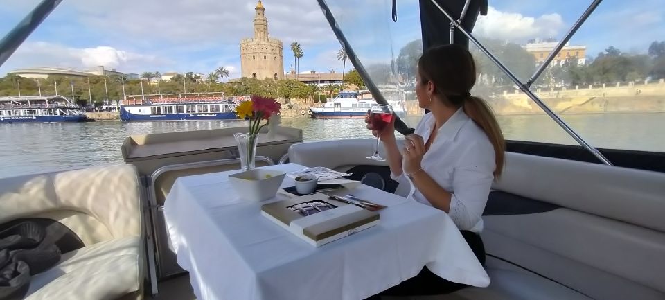 Seville: Exclusive River Boat Tour with Tapas - Plaza de España from the water: that 1929 Ibero-American Expo payoff
